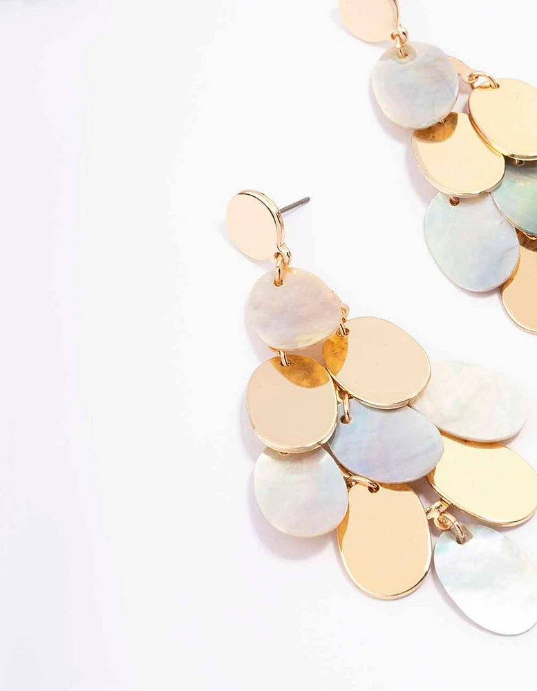 Gold Disc Drop Earrings