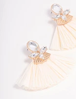 Gold Raffia Diamante Drop Earrings