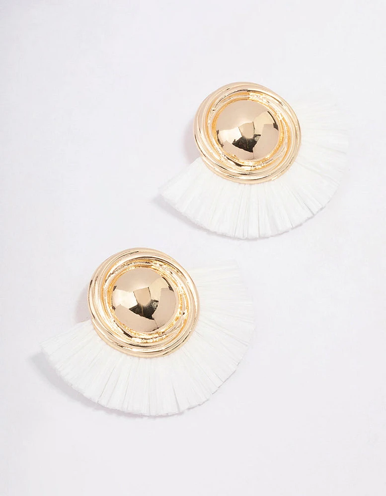 Gold Antique Raffia Stud Earrings