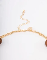 Gold Double Chain Beaded Necklace