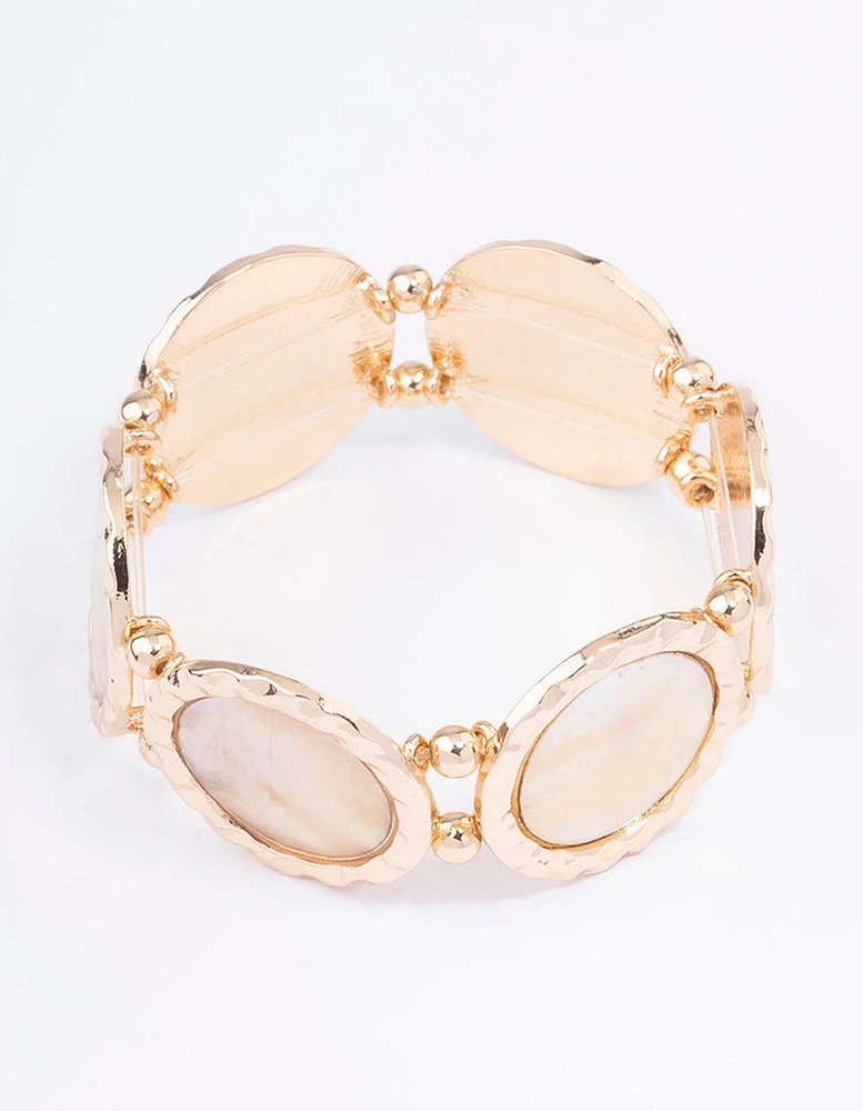 Gold Pearl Disc Bracelet