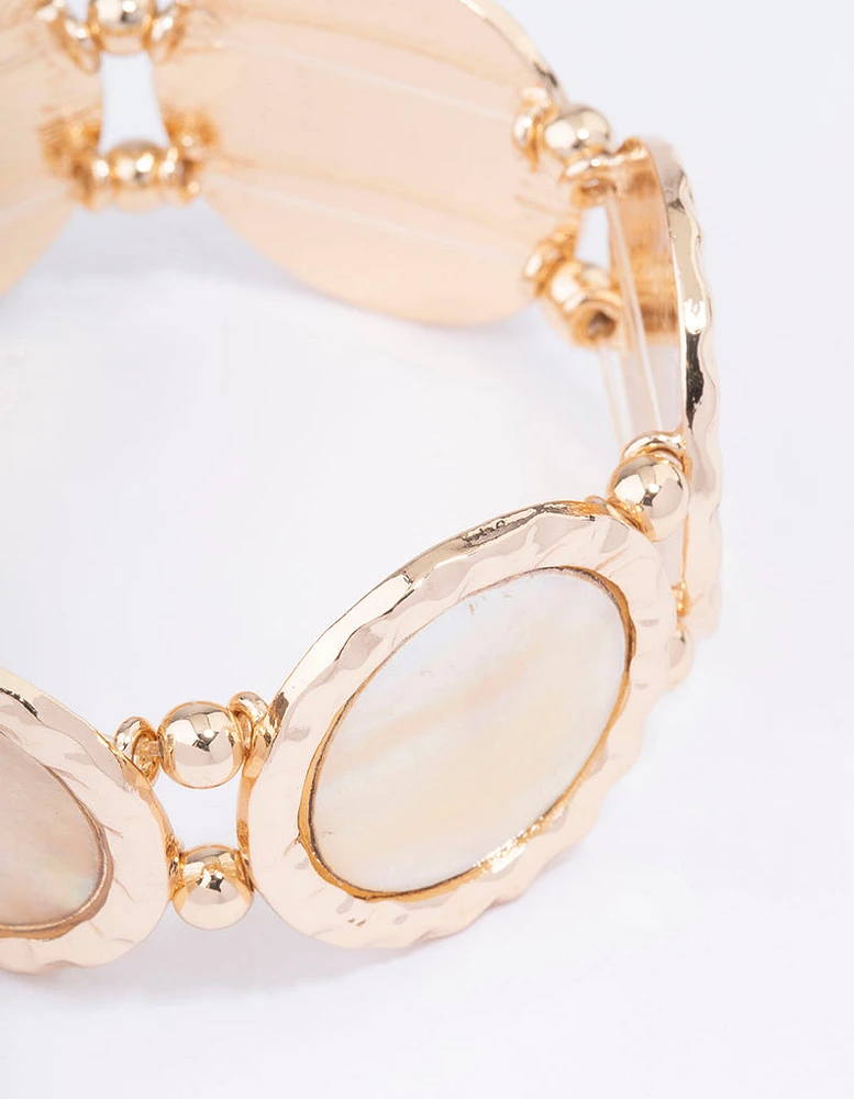 Gold Pearl Disc Bracelet