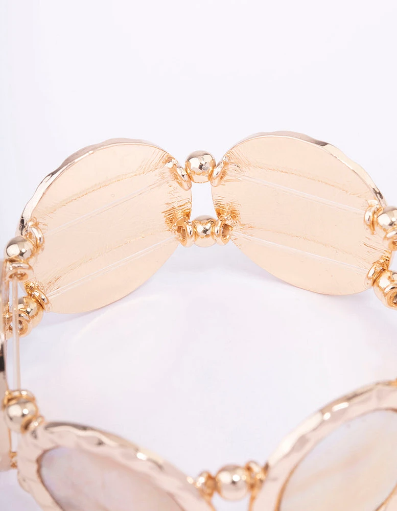 Gold Pearl Disc Bracelet