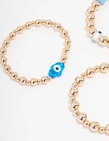 Gold Stretch Evil Eye Bracelet 3-Pack