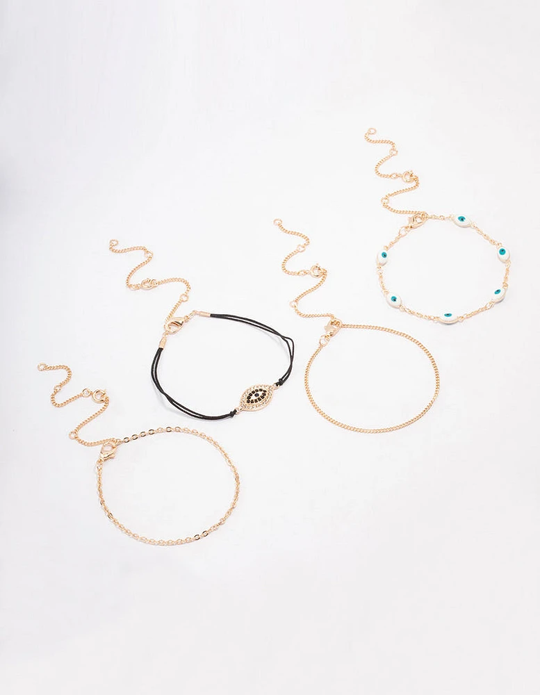 Gold Evil Eye Bracelet & Anklet 4-Pack