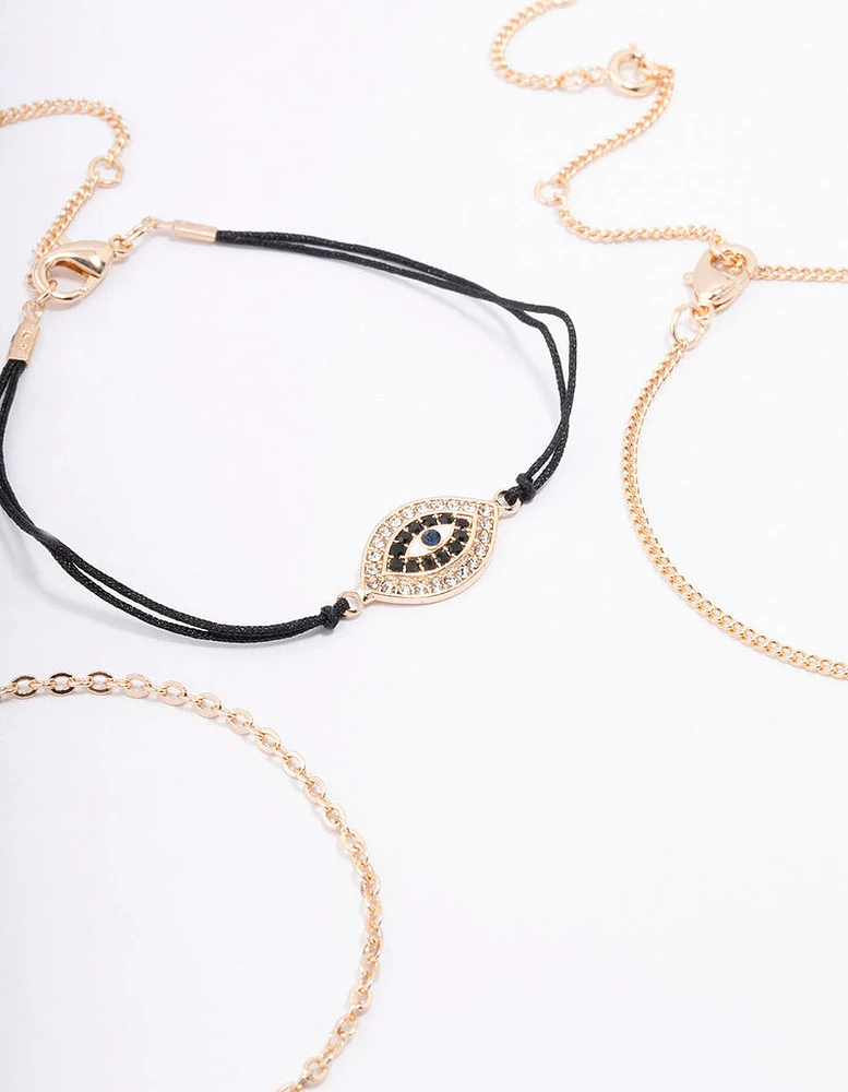 Gold Evil Eye Bracelet & Anklet 4-Pack