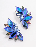 Gunmetal Blue Marquise Statement Stud Earrings