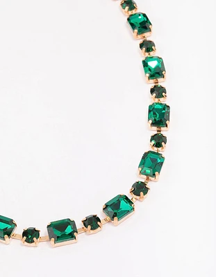Gold & Green Geometric Statement Necklace
