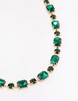 Gold & Green Geometric Statement Necklace