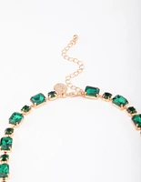 Gold & Green Geometric Statement Necklace