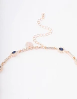 Rose Gold Navy Pear Drop Jewellery Set