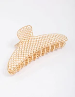 Gold Classic Pearl Hair Claw Clip