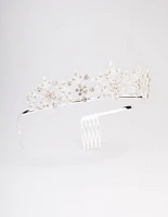 Silver Symmetrical Floral Hair Tiara