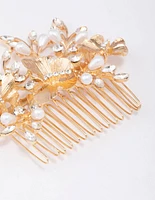 Gold Forest Butterfly Hair Comb
