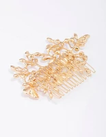 Gold Forest Butterfly Hair Comb