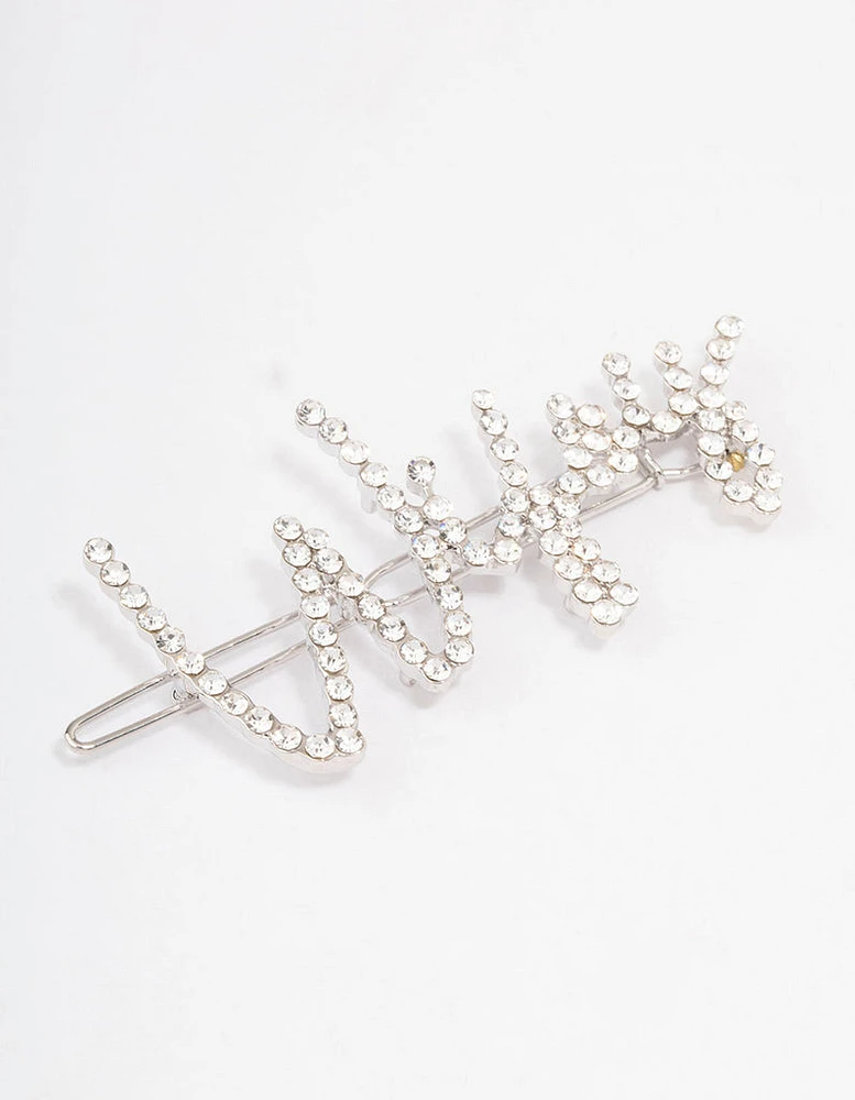 Rhodium Diamante Wifey Hair Clip