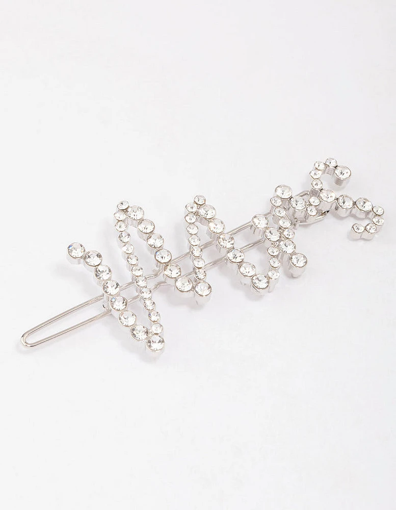 Rhodium Diamante Mrs Hair Clip