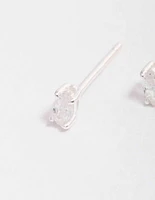 Sterling Silver Cubic Zirconia Marquise Stud Earrings