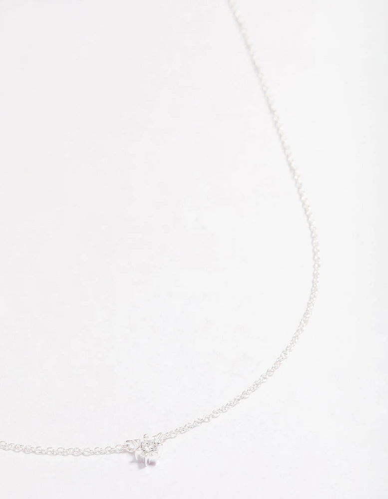 Sterling Silver Cubic Zirconia Dainty Pendant Necklace