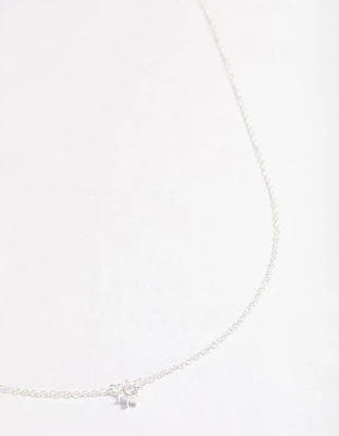 Sterling Silver Cubic Zirconia Dainty Pendant Necklace