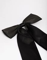 Black Fabric Relaxed Statement Hair Bow Clip