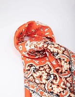 Orange Fabric Rustic Paisley Scarf