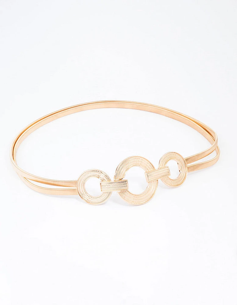 Gold Triple Circle Stretch Belt