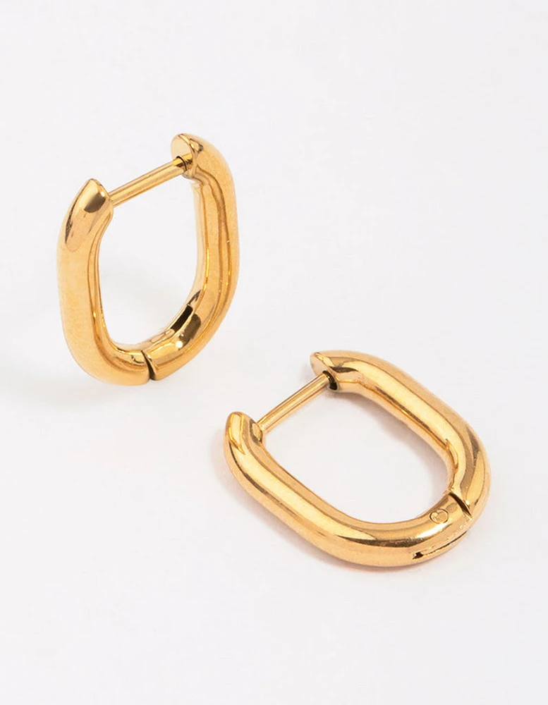 Gold Plated Surgical Steel Rectangular Hoop Earrings