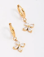 Gold Plated Surgical Steel Clover Huggie Hoop Earrings