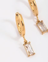 Gold Plated Surgical Steel Square Cubic Zirconia Hoop Earrings