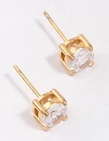 Gold Plated Surgical Steel Round High Claw Stud Earrings