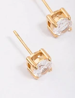 Gold Plated Surgical Steel Round High Claw Stud Earrings