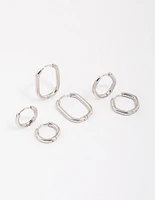 Surgical Steel Geometric Modern Hoop Earring 3-Pack