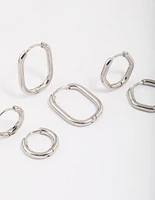 Surgical Steel Geometric Modern Hoop Earring 3-Pack