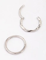 Surgical Steel Wavy Sleeper Hoop Earrings 10mm