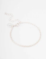 Silver Plated Cubic Zirconia Dainty Baguette Layered Bracelet