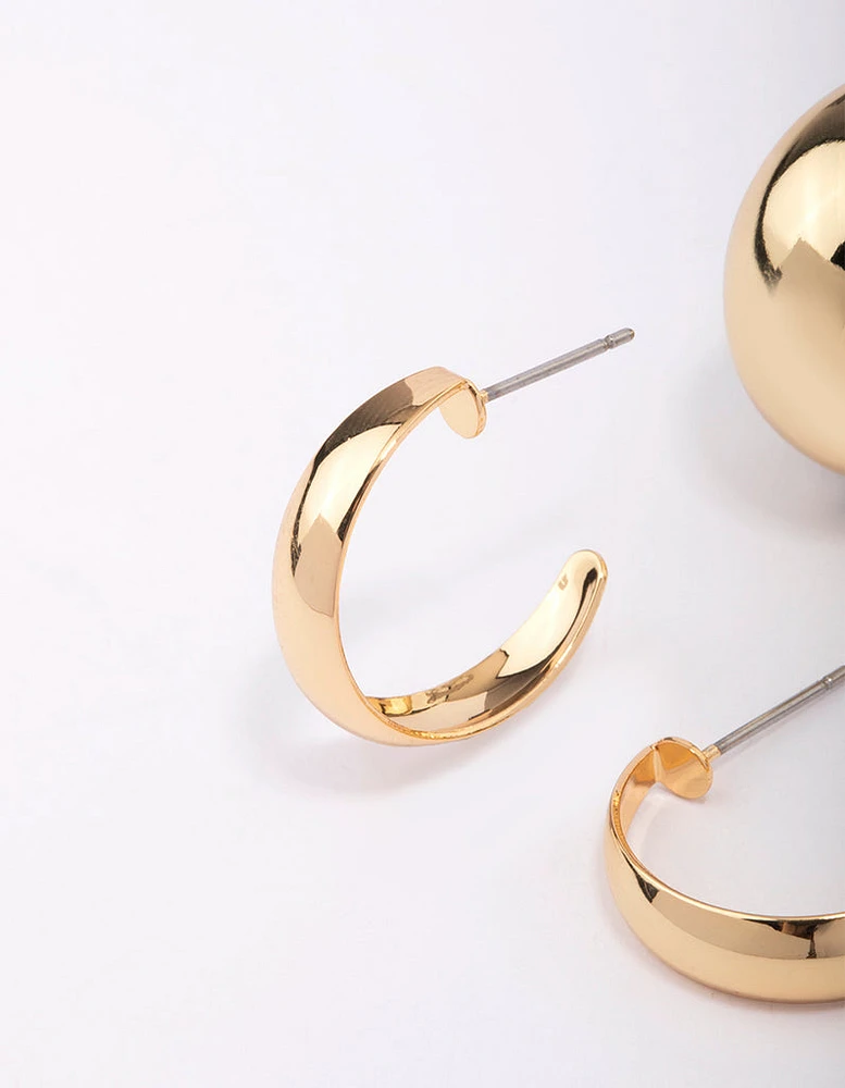 Gold Plated Classic Hoop Earring Pack