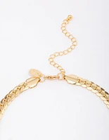 Gold Plated Diamante V Chain Necklace