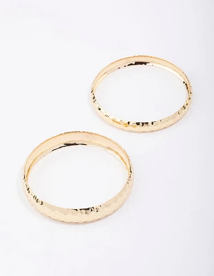 Gold Plated Hammered Bangle Pack