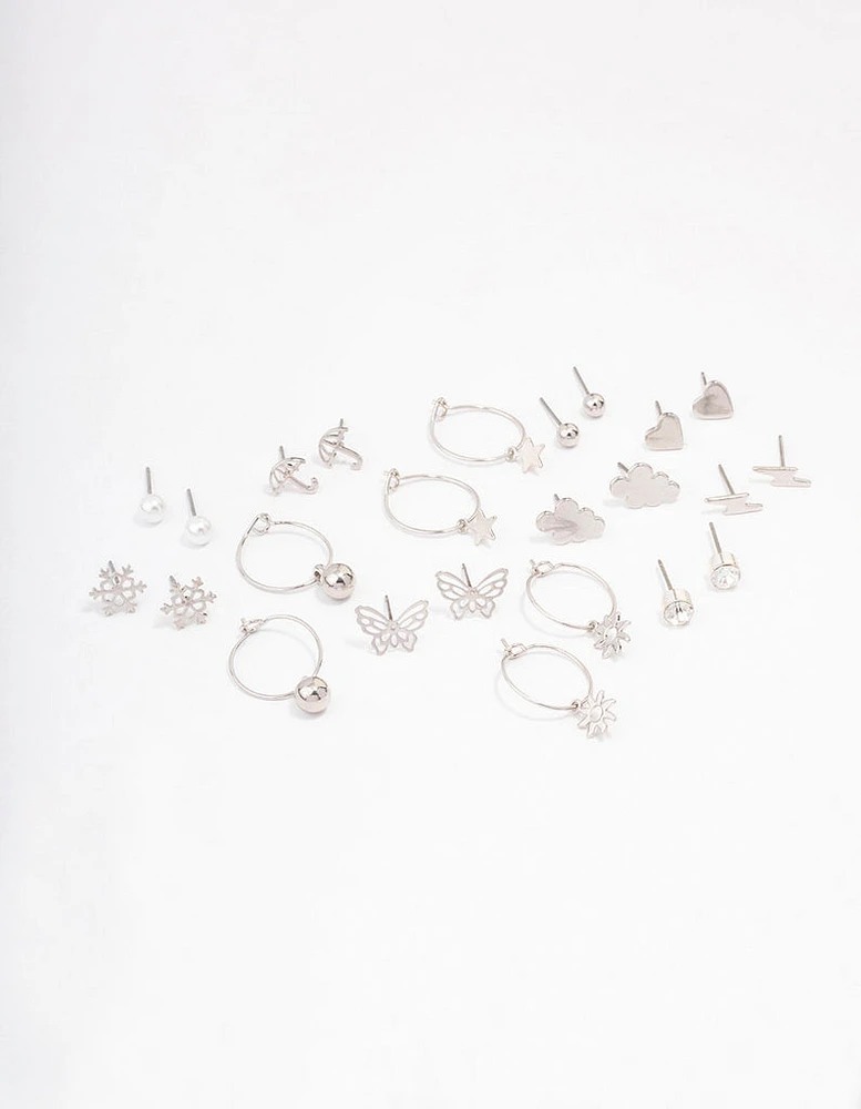 Silver Cloud & Snowflake Earring 12-Pack