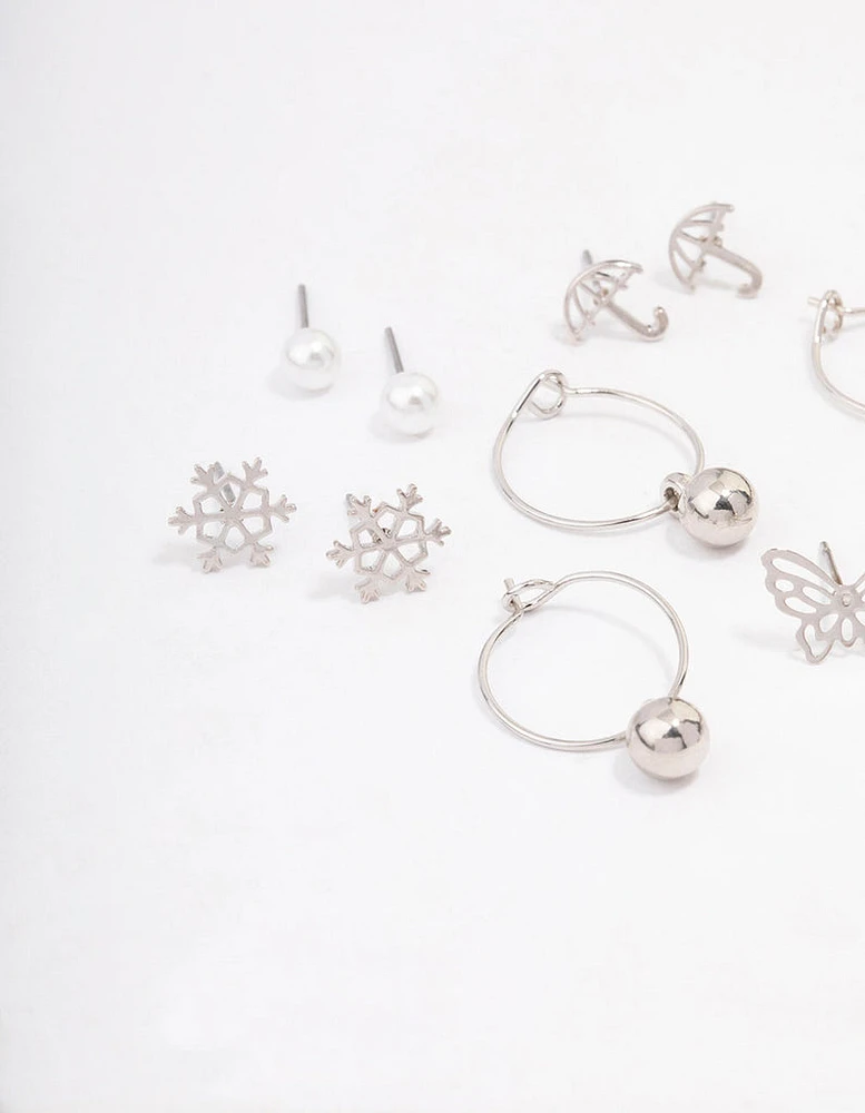 Silver Cloud & Snowflake Earring 12-Pack