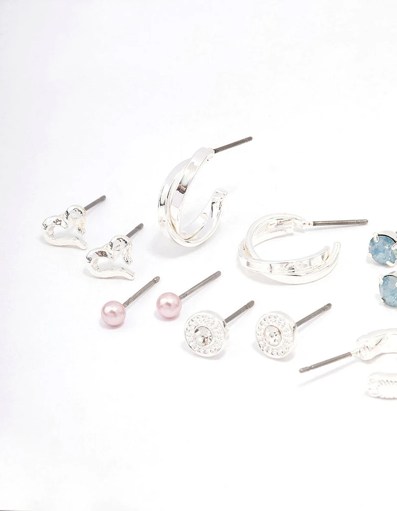 Silver Star & Heart Earring 8-Pack