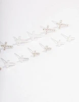 Silver Diamante Cross Earring 8-Pack