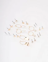 Gold Diamante Leaf Earring 12-Pack