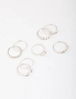 Silver Fine Diamante Ring 8-Pack