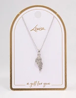 Silver Diamante Angel Wing Necklace