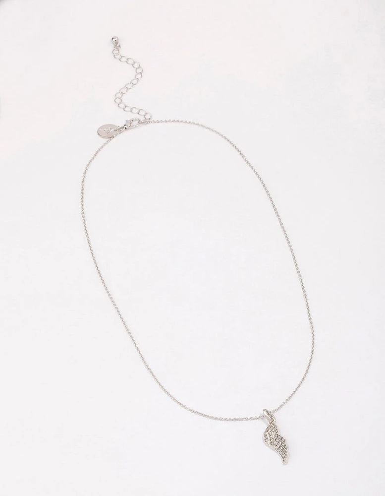 Silver Diamante Angel Wing Necklace