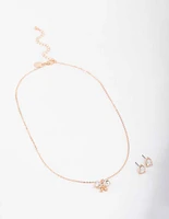 Gold Diamante Butterfly Jewellery Set