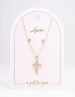 Gold Stud Cross Jewellery Set