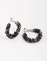 Silver Crushed Stone Hoop Earrings